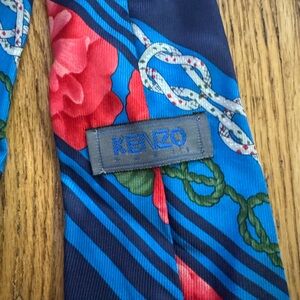 Kenzo Blue and Red Patterned Scarf